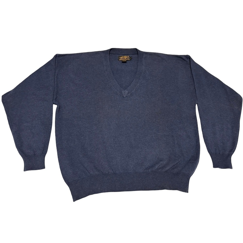 V-Neck Classic Fit Sweater Navy Blue Sz XL Eddie Bauer
